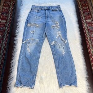American Eagle Distressed Ripped Curvy Mom Jeans